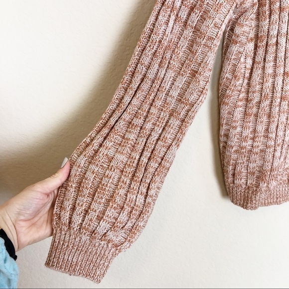 New Blank NYC Heather Ribbed Crew Neck Knit Sweater in Toffee - Picture 6 of 12